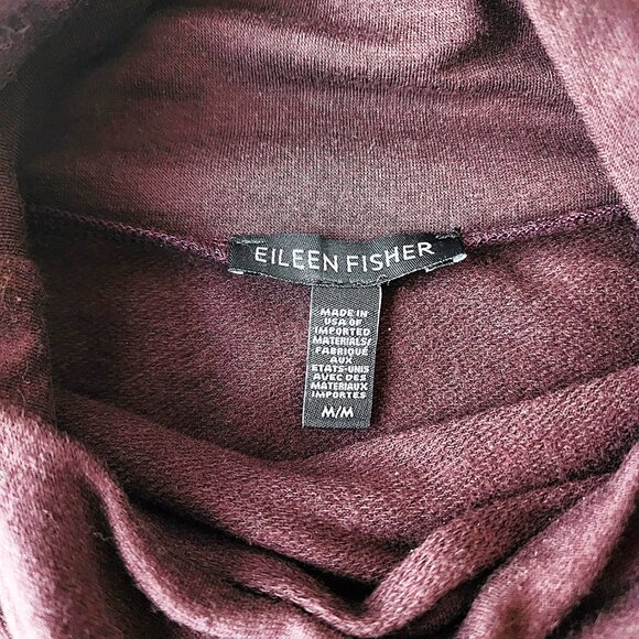 Eileen Fisher oversized dark aubergine funnel neck tunic top - Picture 5 of 10